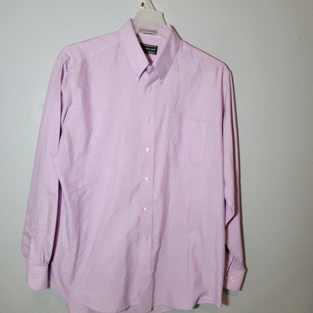 David Taylor Dress Shirt  Mens  Size 17 34/35  Purple  Long Sleeve  Button Down